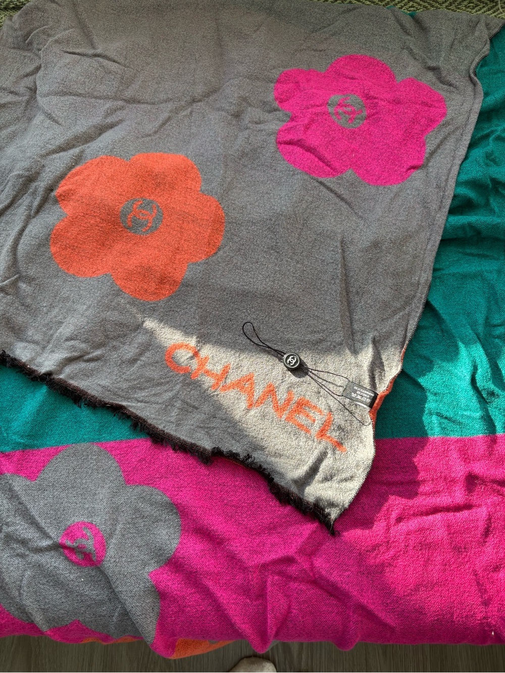 Chanel Camellia Cashmere & Silk Stole (Large)
